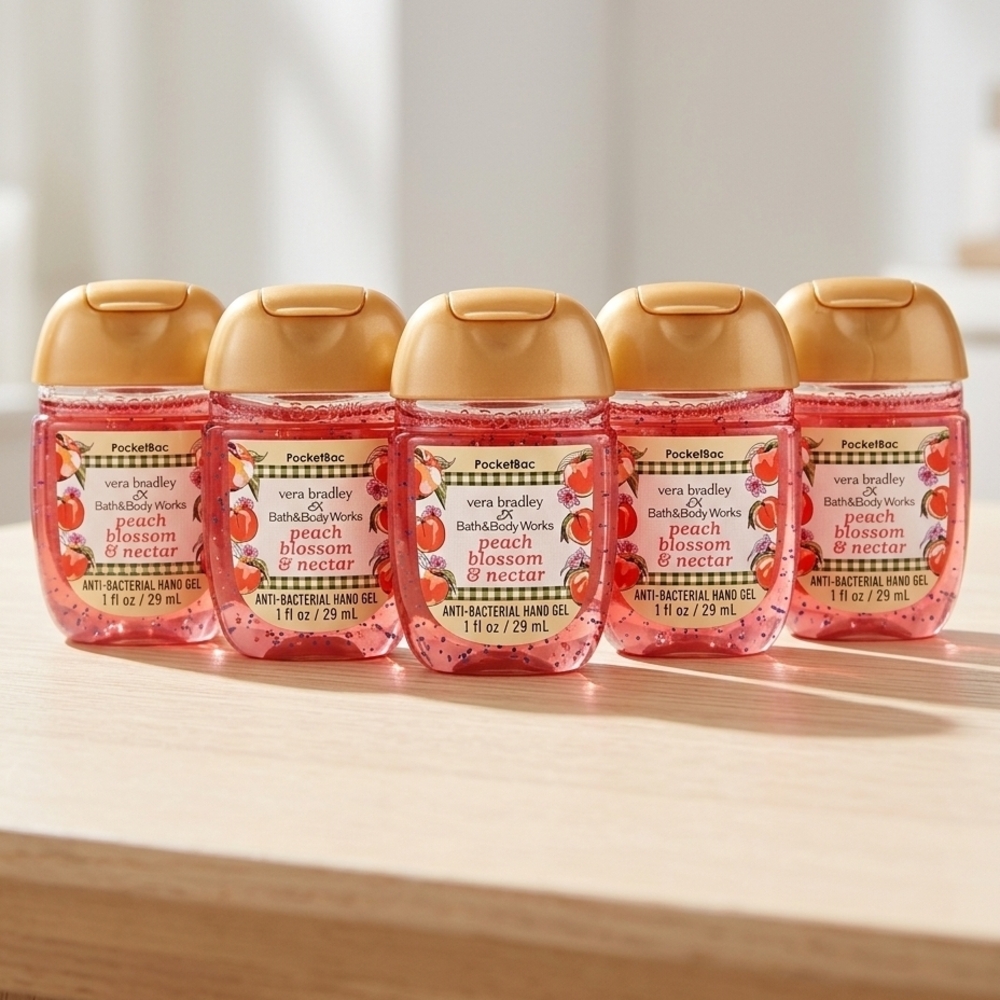 Bath & Body Works Peach Blossom & Nectar PocketBac Hand Gel - Peach & Gold Caps